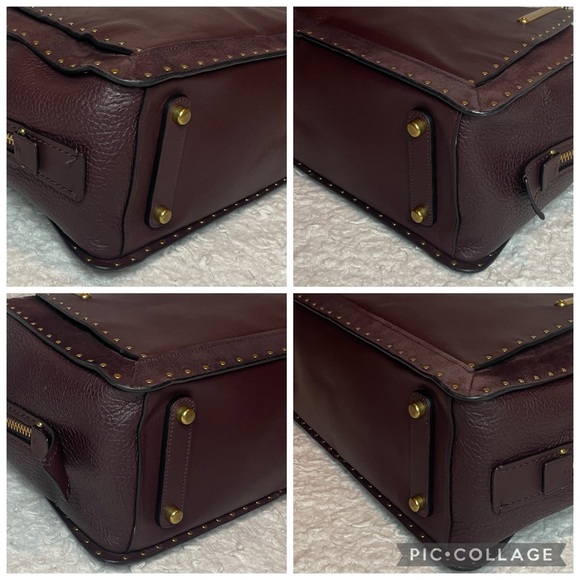 Coach Dreamer 36 Border Rivets Large Mixed Leather Suede Shoulder Bag in Brown - Picture 12 of 16